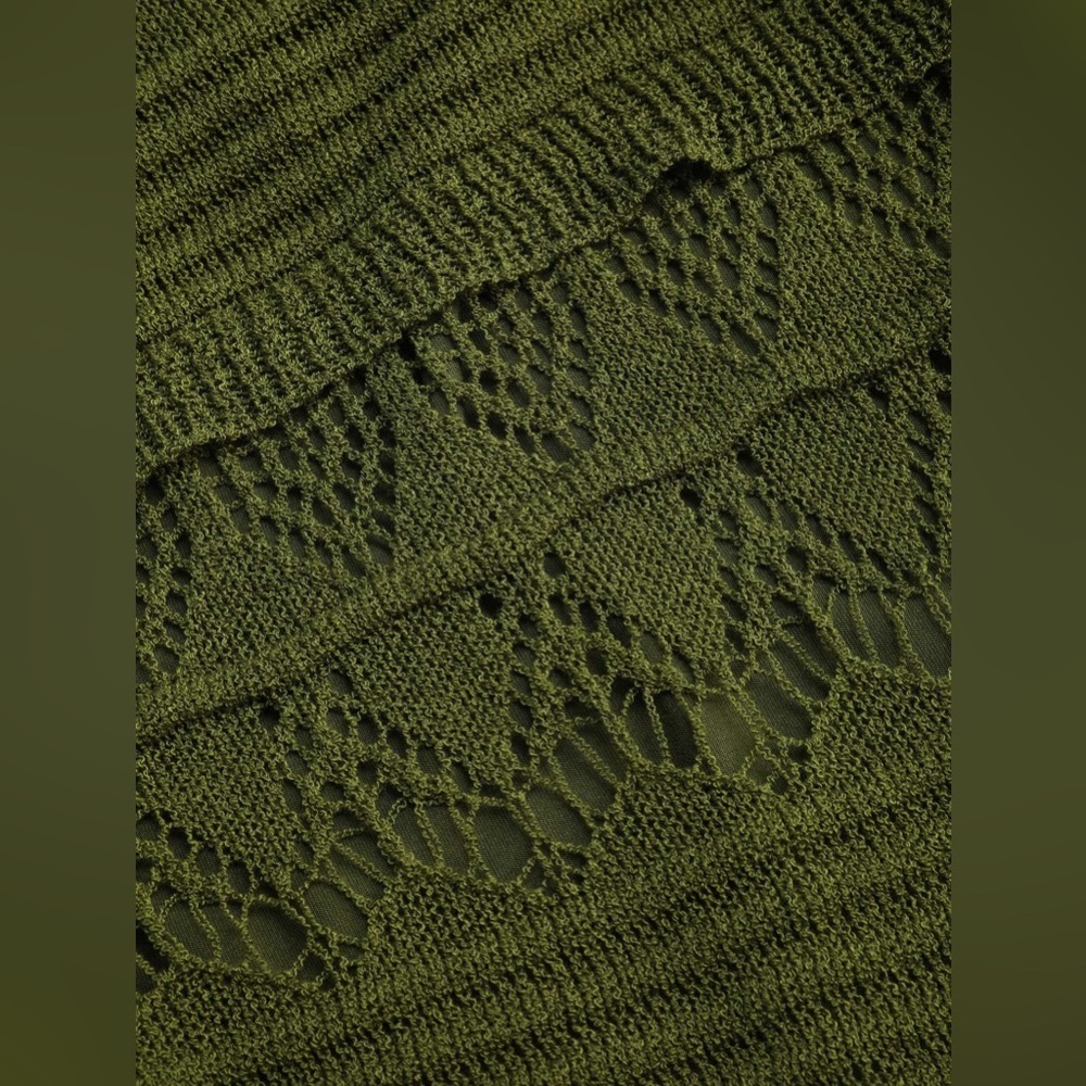 Cider Knit Lace Trim U-Neckline Midi in Matcha Green - Picture 6 of 11